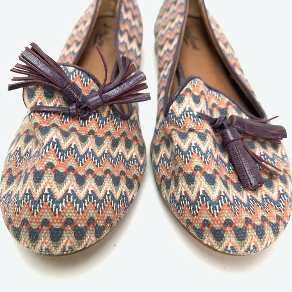 LUCKY BRAND Tassel Canvas Leather Flats Shoes 7.5 - Picture 6 of 16